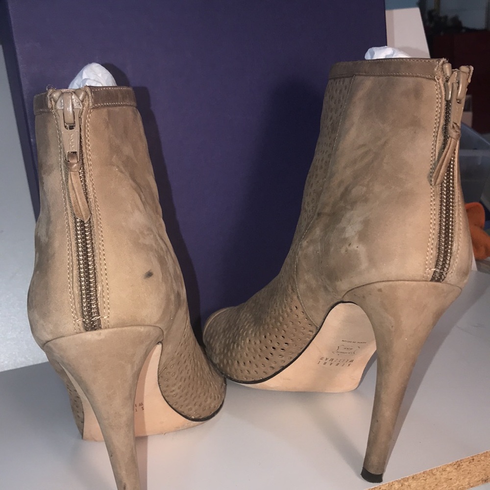 Stuart Weizmann Beige In And Out Perforated Bootie - image 4